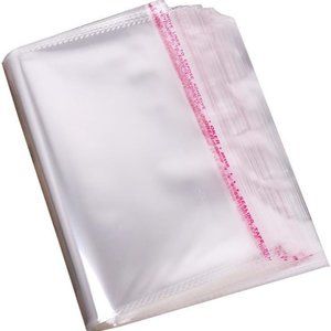 Cellophane bags, 13 x 16 inches, self sealing with adhesive strip, pack of 10.